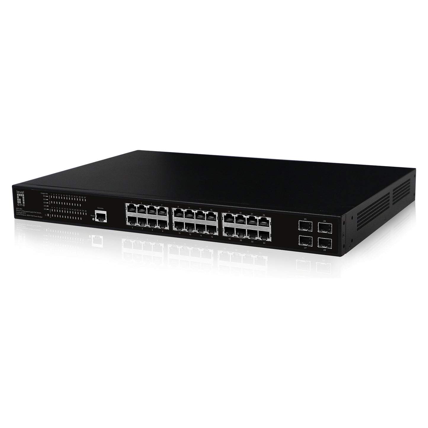 Switch 28xPort GEP-2861 4xGSFP 19" 390W 24xPoE+