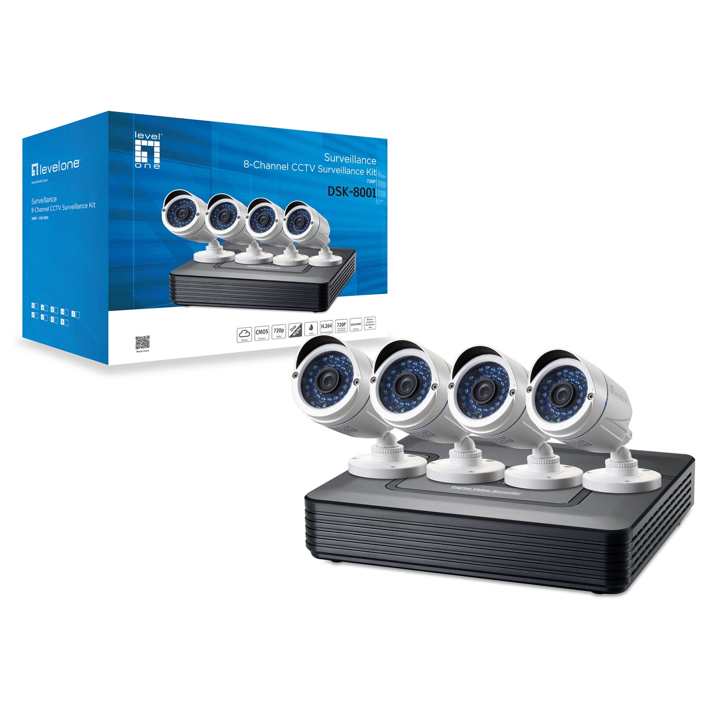 CCTV 8-Kanal Fix Out H.264 IR 4xCam inkl.
