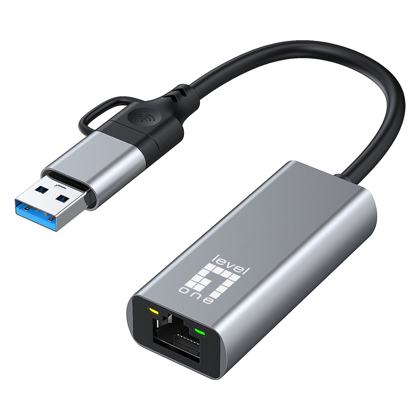 Adapter USB-C + USB-A -> RJ45 10/100/1000/2500 gr