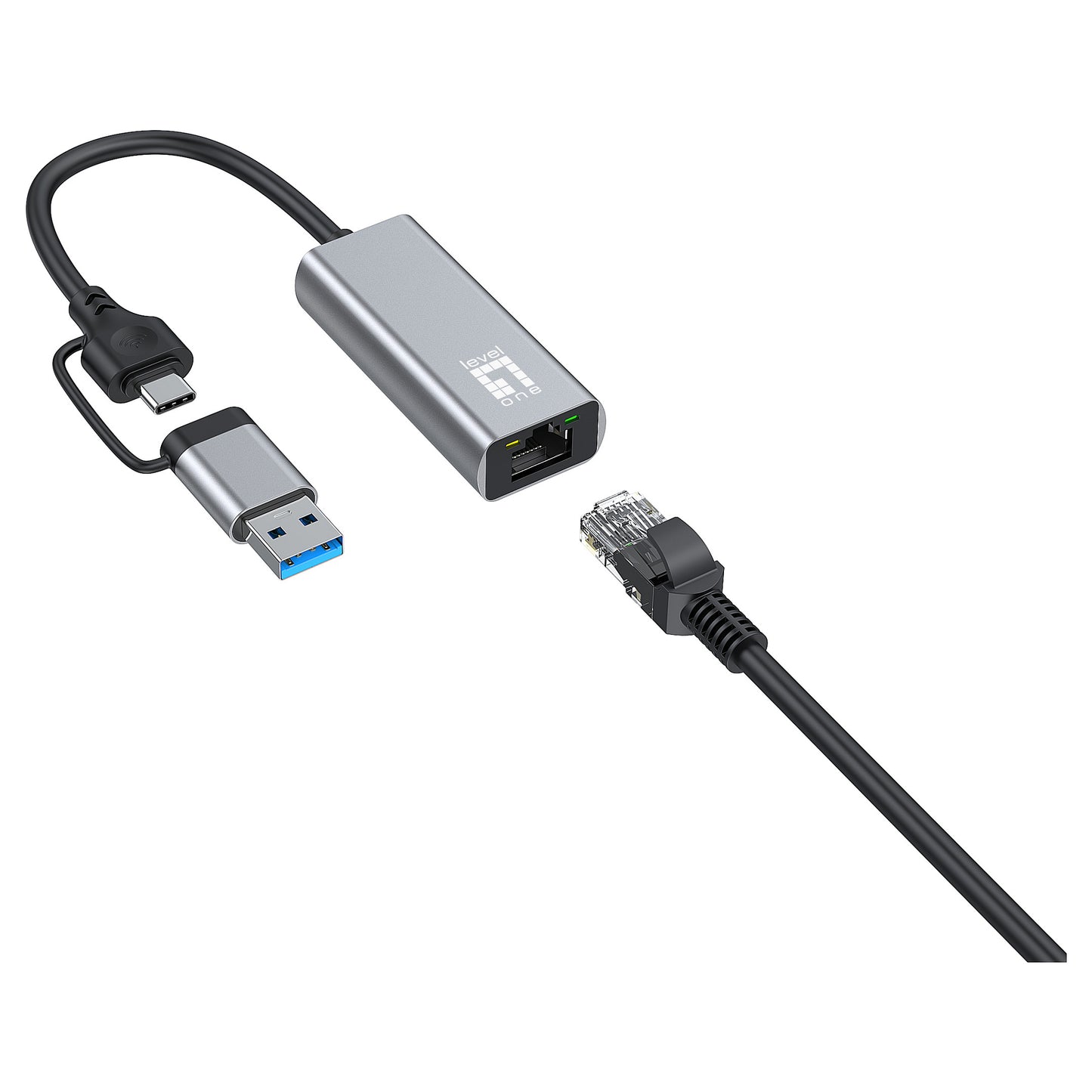 Adapter USB-C + USB-A -> RJ45 10/100/1000/2500 gr