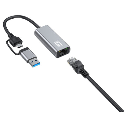 Adapter USB-C + USB-A -> RJ45 10/100/1000/2500 gr