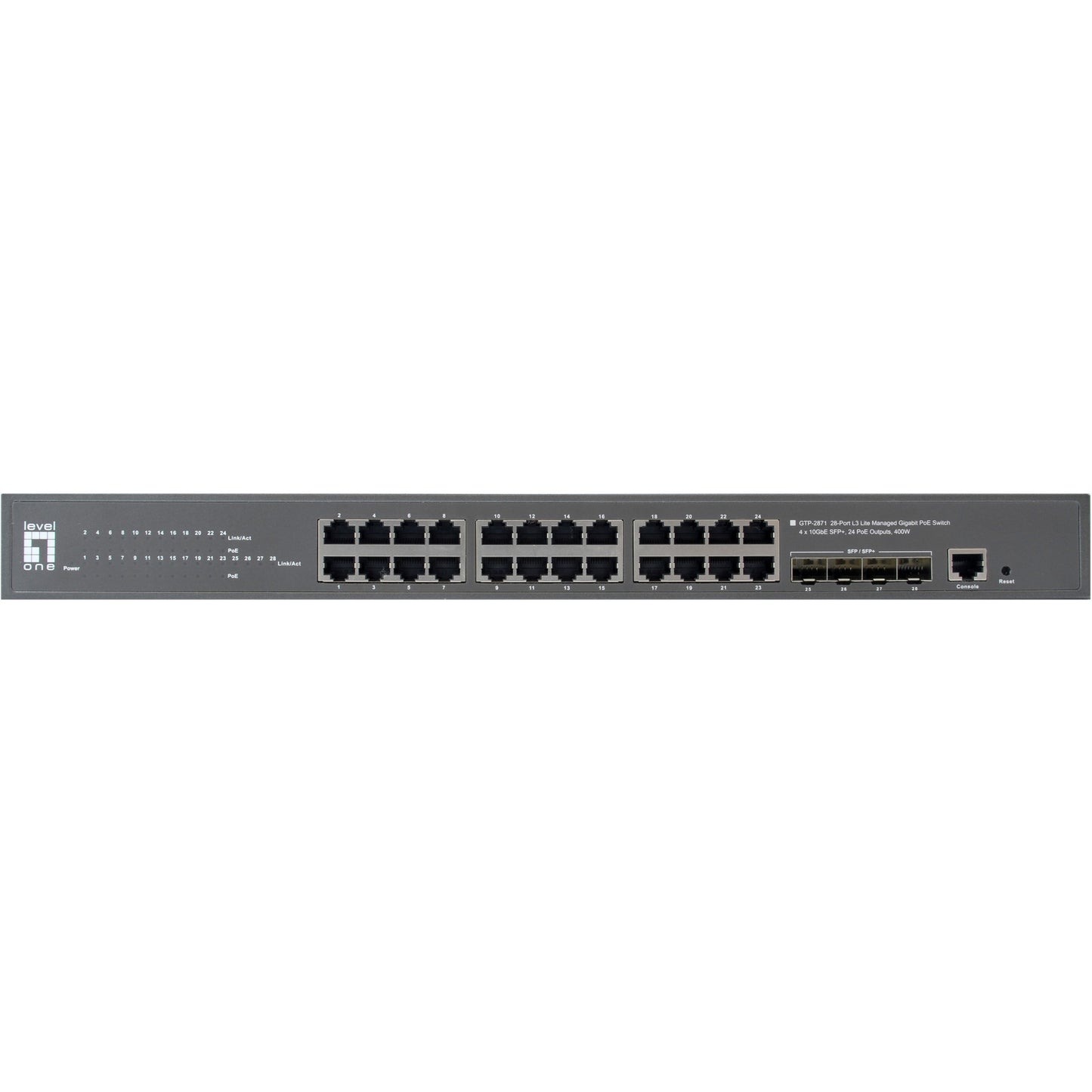Switch 24x GE GTP-2871 4x10GSFP+19" 400W 24xPoE+