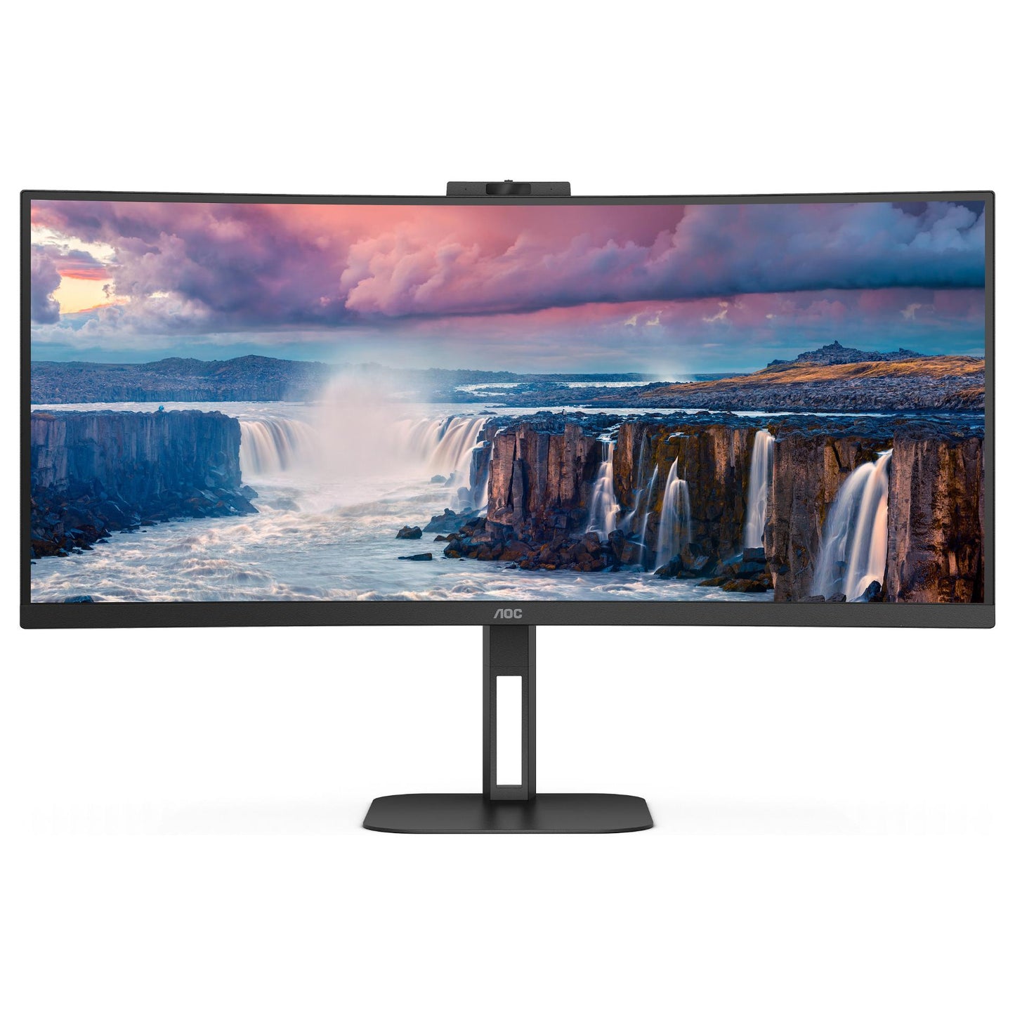 86cm/34" (3440x1440) AOC CU34V5CW 21:9 VA 1ms 100Hz HDMI DisplayPort USB-C KVM VESA Speaker Webcam Silver/Black