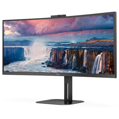 86cm/34" (3440x1440) AOC CU34V5CW 21:9 VA 1ms 100Hz HDMI DisplayPort USB-C KVM VESA Speaker Webcam Silver/Black