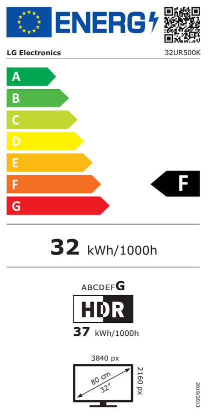 LG 32" 32UR500K-B UHD 4K 16:9 HDMI DP HDR10 Black