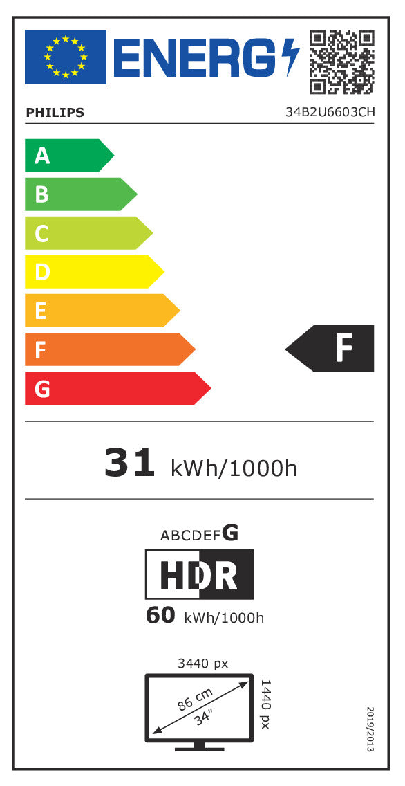 Philips 86.4cm (34.0") 34B2U6603CH 21:09 HDMI+DP+USB-C gray