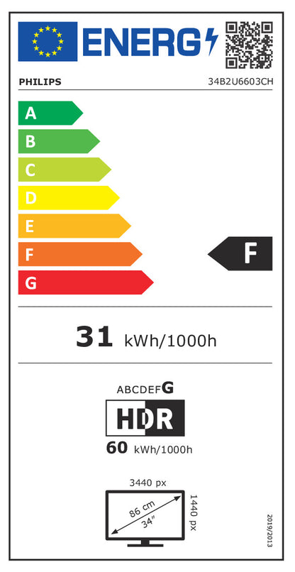Philips 86.4cm (34.0") 34B2U6603CH 21:09 HDMI+DP+USB-C gray