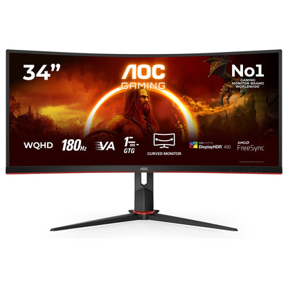 AOC 86.4cm (34") CU34G2XP/BK 21:09 2xHDMI+2xDP+USB Curved retail