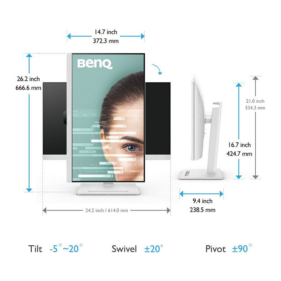 BenQ 68.6cm GW2790QT 16:9 DP/USB-C/HDMI weiß lift/piv. QHD