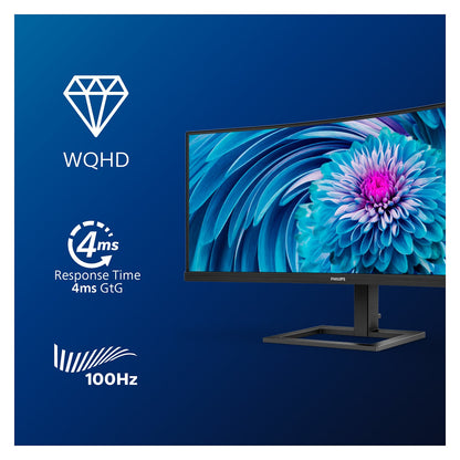 86,36 cm/34" (3440x1440) Philips 346E2CUAE/00 21:9 WQHD VA 4ms 100Hz USB-C HDMI DisplayPort VESA Black