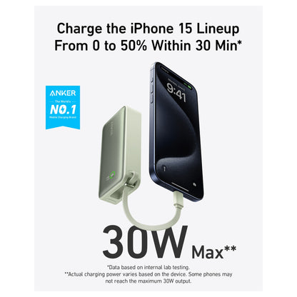 ANKER 545 Nano PowerBank 10.000mAh PD 30W integriertes USB-C Kabel grn