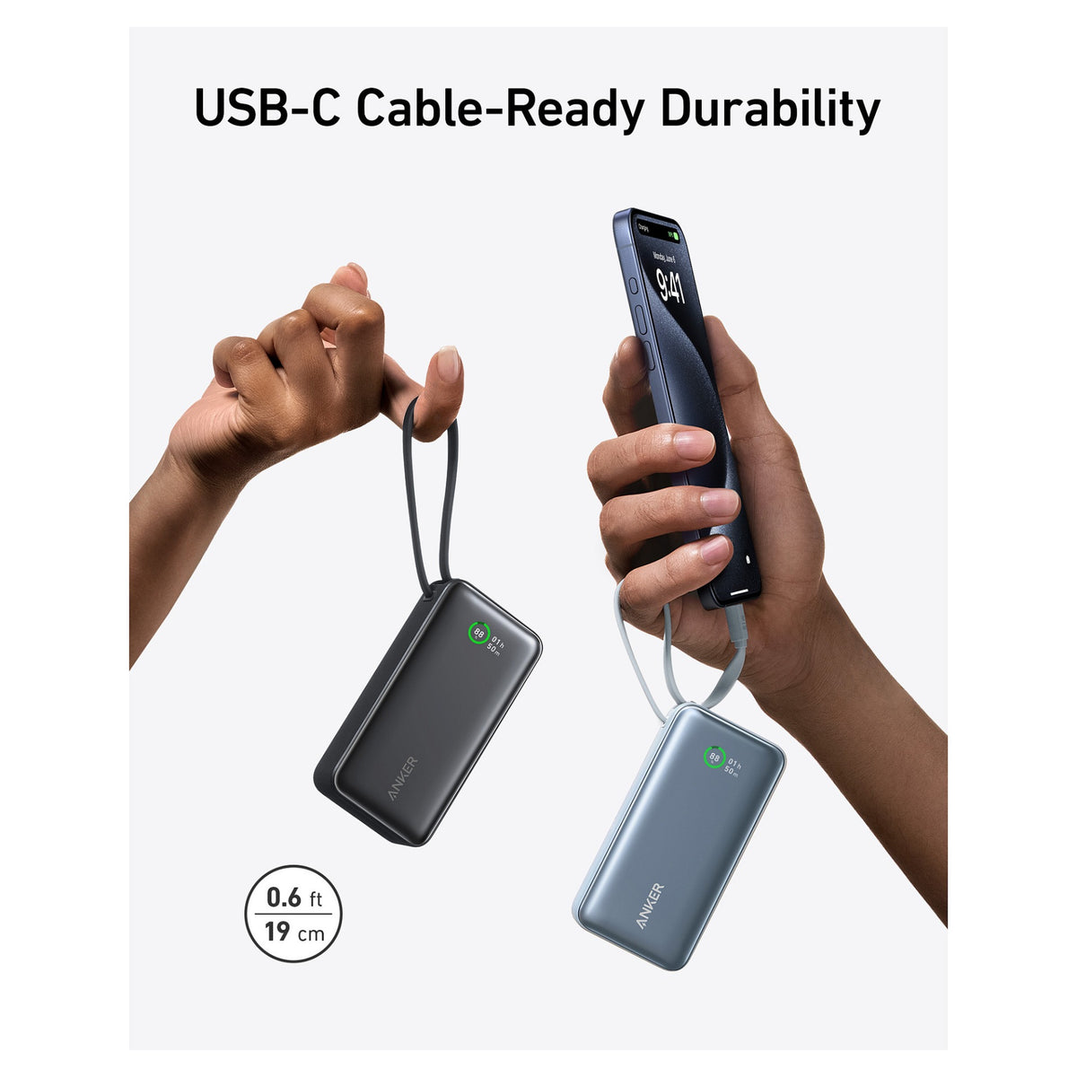 ANKER 545 Nano PowerBank 10.000mAh PD 30W integriertes USB-C Kabel grn