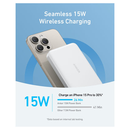 ANKER MagGo PowerBank 10.000mAh Slim weiss magnetische Powerbank im ultra-schlanken Design fuer iPhone 12 und hher und AirPods