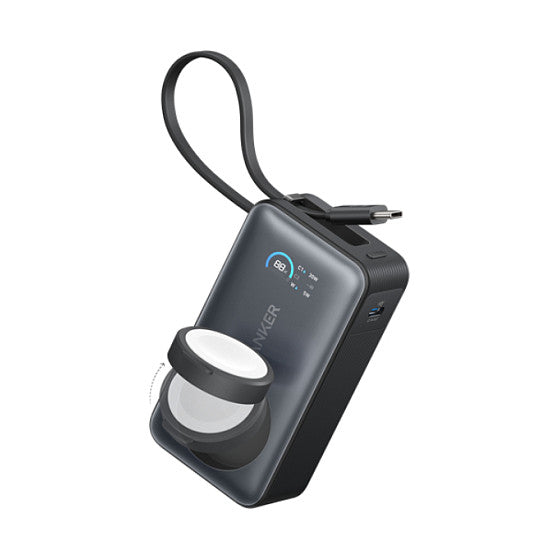 ANKER MagGo PowerBank 10.000mAh 35W fuer iPhone und Apple Watch inkl. 30W USB-C Kabel und zertifizierten 5W Watch Lademodul schwarz