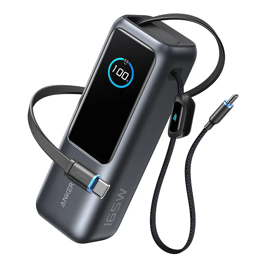 ANKER PowerBank 25.000mAh 165W 3x 100W USB-C 1x USB-A mit Smart Display zwei integrierte Ladekabel schwarz