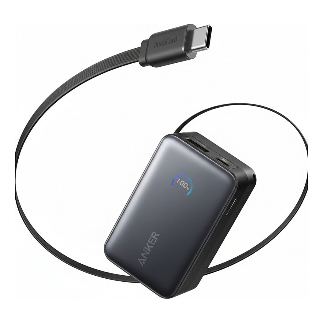 ANKER Nano PowerBank 10.000mAh 45W 1x USB-C 1x USB-A 1x USB-C-Kabel 70cm einziehbar schwarz