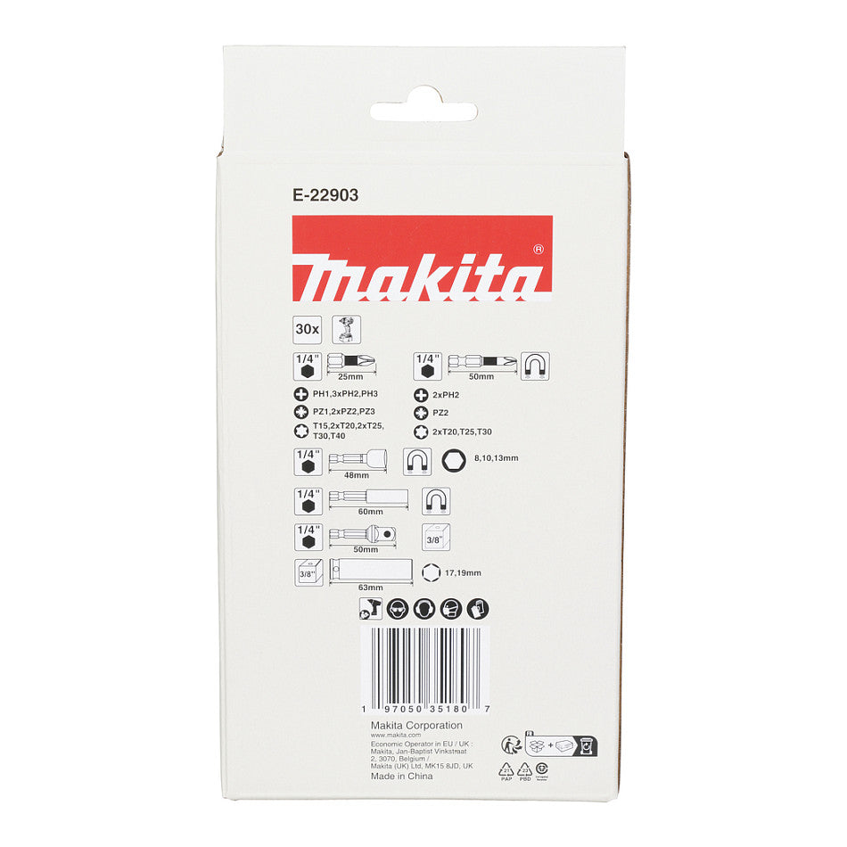 Makita Impact Black Bit- & Schlagnuss-Set. 30-tlg.