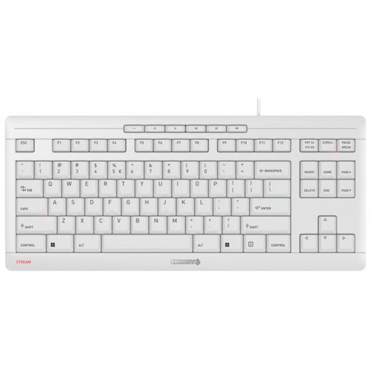 CHERRY TAS STREAM KEYBOARD TKL Corded EU-Layout grau