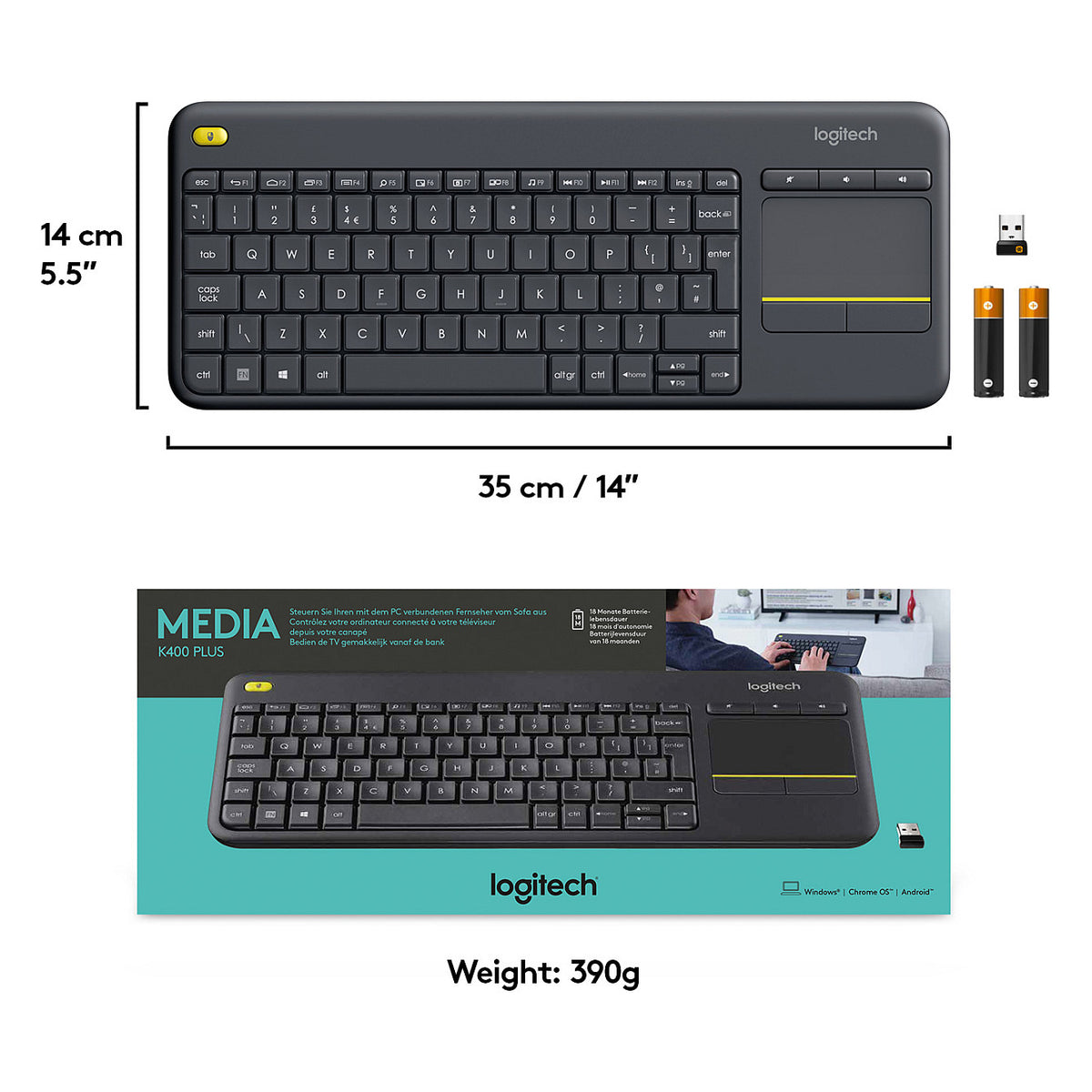 Logitech WIRELESS TOUCH KEYBRD K400 PLUS