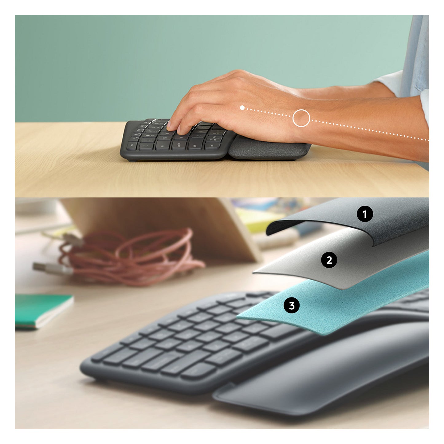 NL Logitech K860 Wireless Keyboard Ergo US Layout