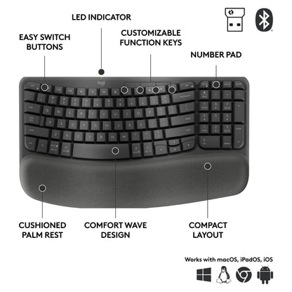 Logitech WAVE KEYS FOR BUSINESS GRAPHITE