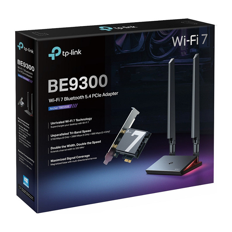 TP-Link Archer TBE550E BE9300 Tri-Band Wi-Fi 7 BT PCI Adapter