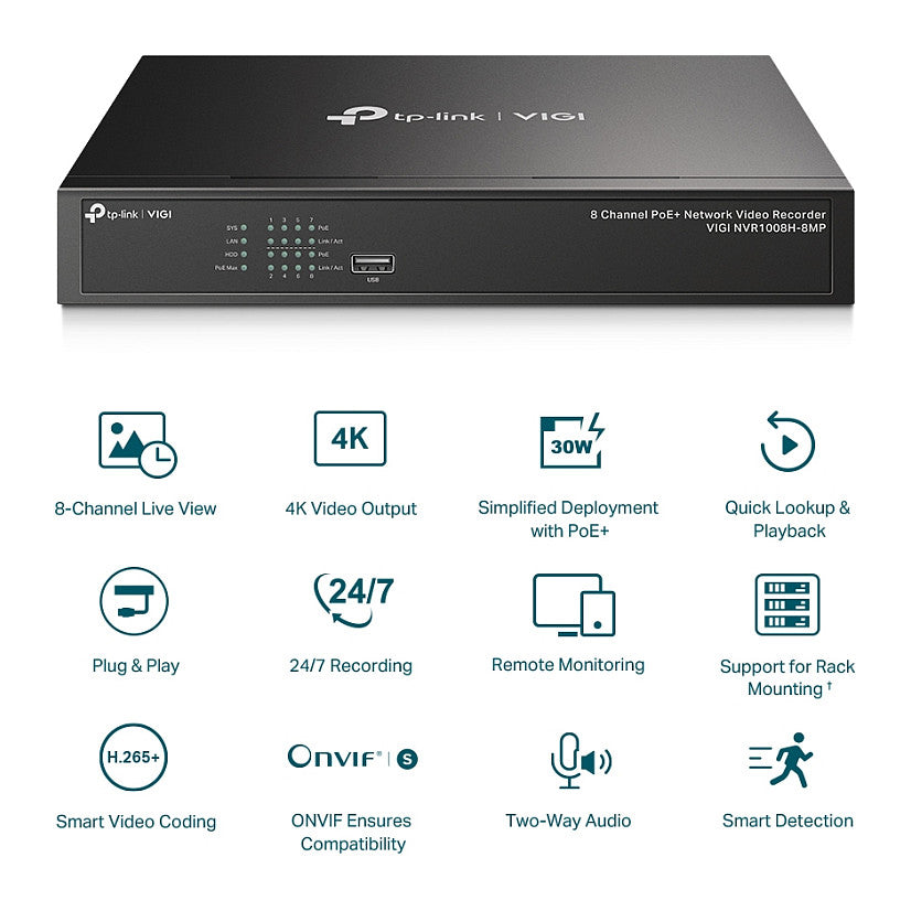 TP-Link Omada IPCam VIGI NVR1008H-8MP Channel PoE Network