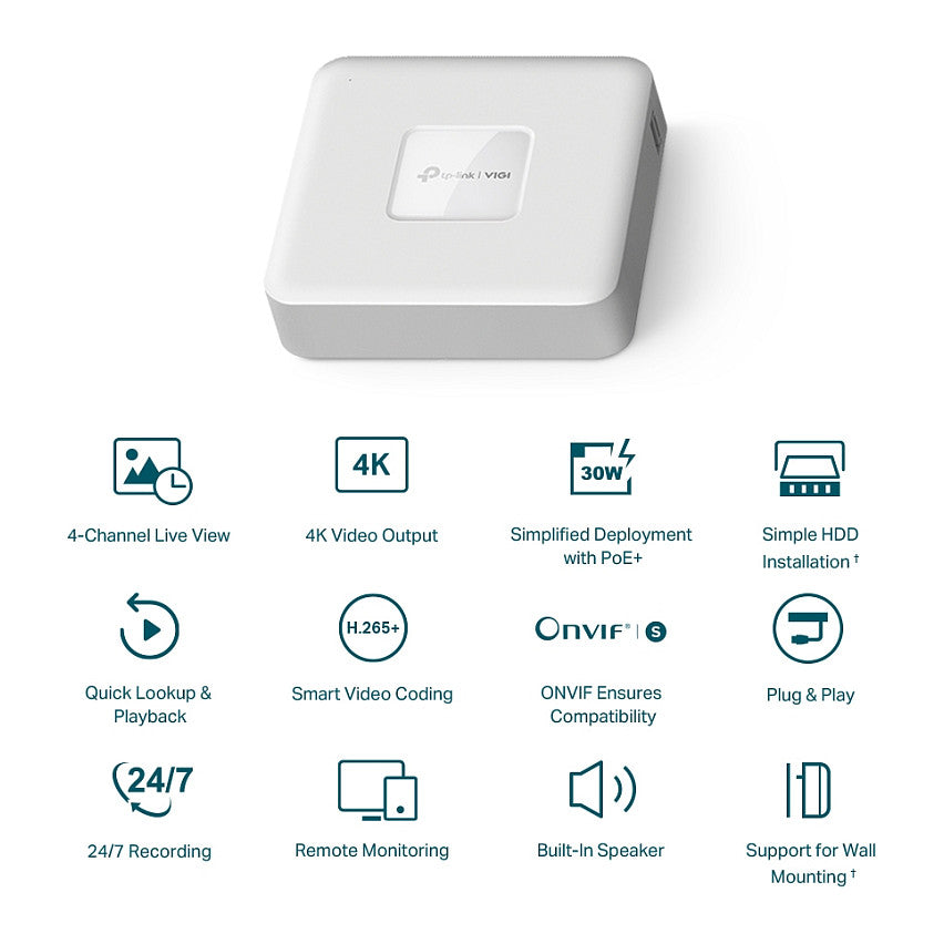 TP-Link Omada IPCam VIGI NVR1104H-4P Channel PoE Network