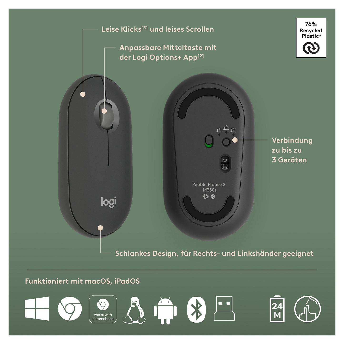 Logitech Pebble 2 Combo TONAL Graphite