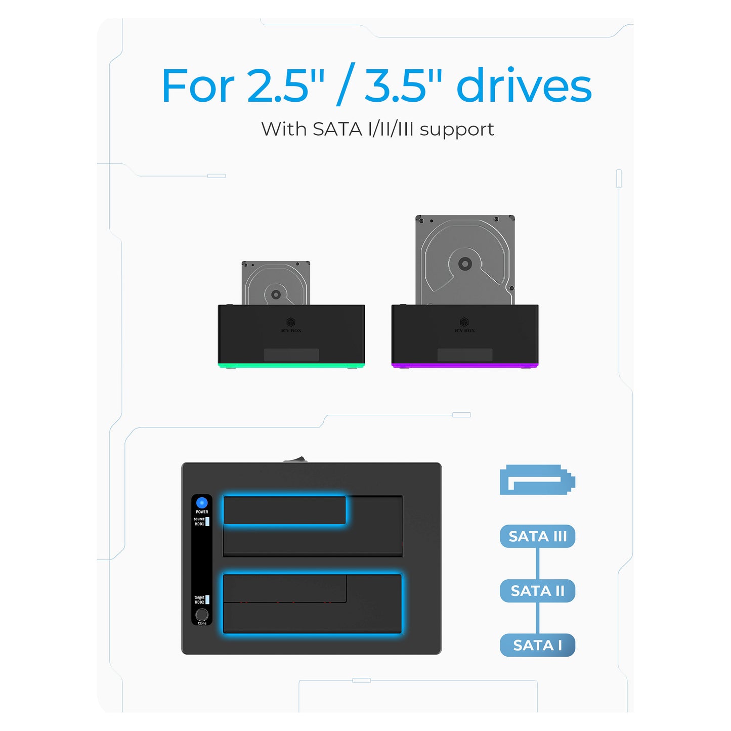 ICY BOX Dockingstation 6.4cm (2.5) & 8.9cm (3.5) SATA - USB 3.0