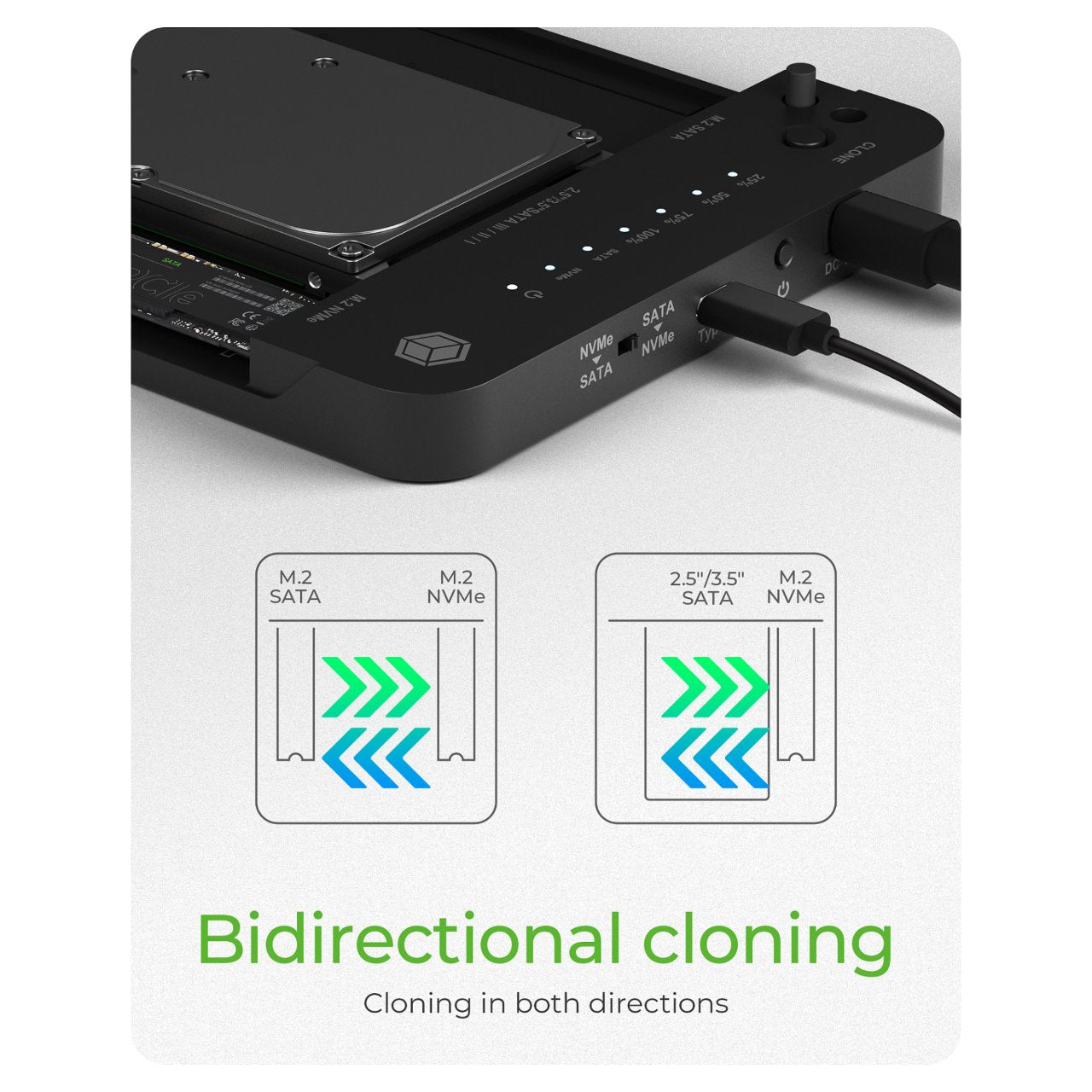 ICY BOX Dockingstation 6.4cm (2.5) & SATA & M.2 NVMe - USB 3.2