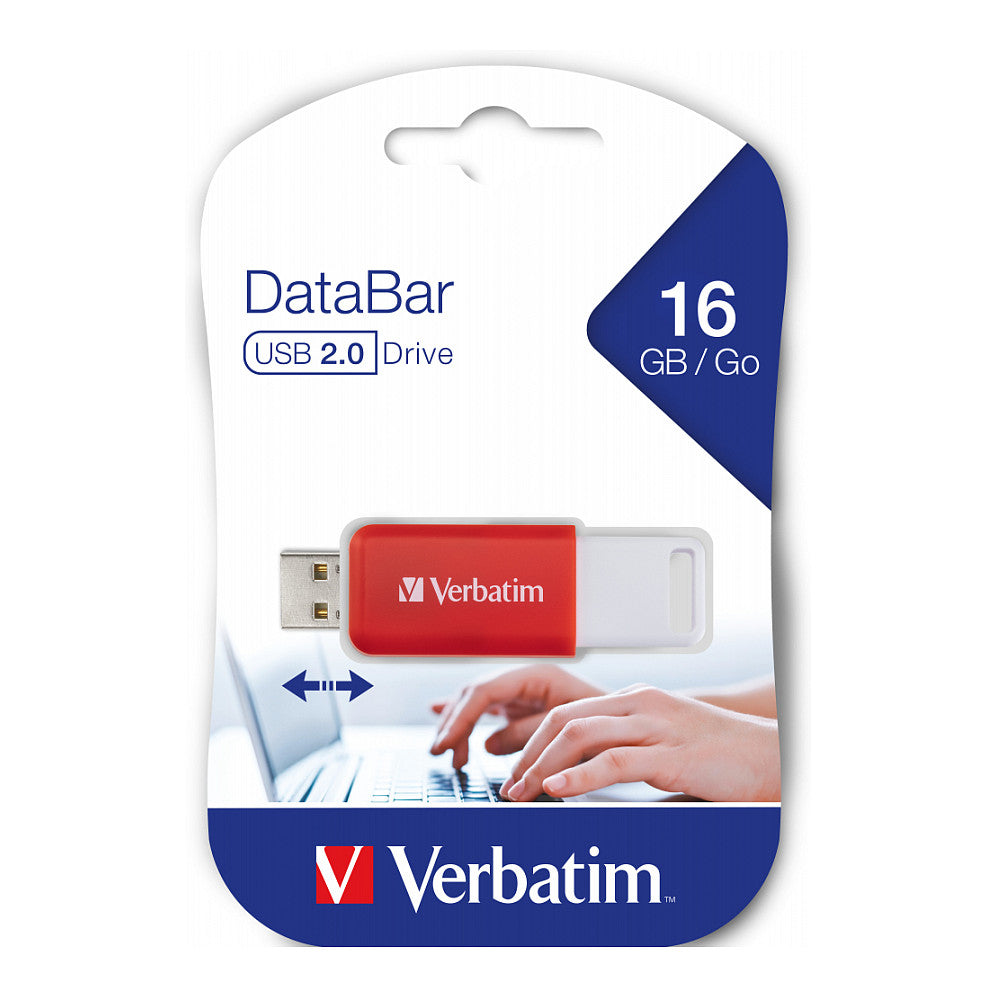 STICK 16GB Verbatim V DataBar USB 2.0 Drive Red retail