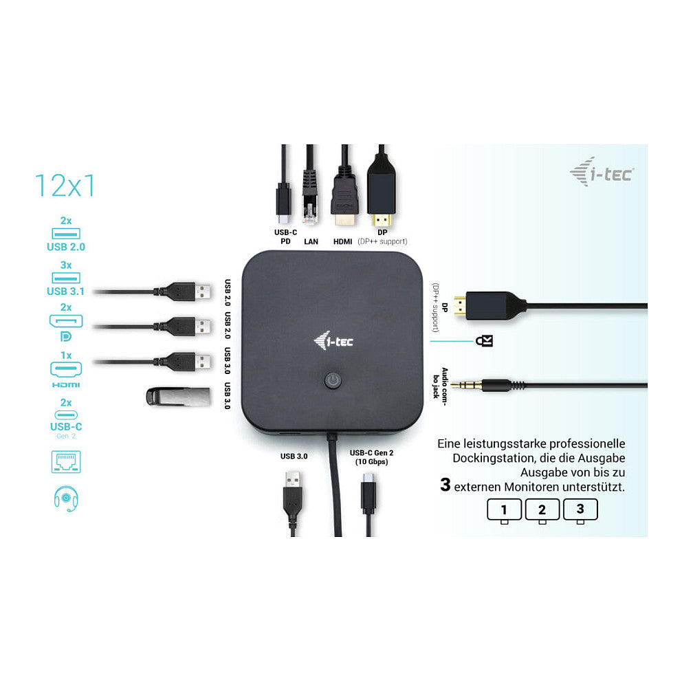 D I-TEC USB-C HDMI+2X DP CHARGER