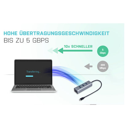 D I-TEC USB-C METAL 4-PORT HUB
