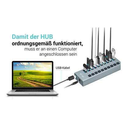 D I-TEC USB 3.0 HUB 10 PORT 48 W