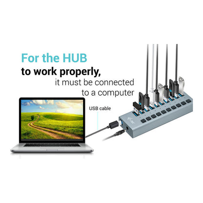D I-TEC USB 3.0 HUB 10 PORT 48 W
