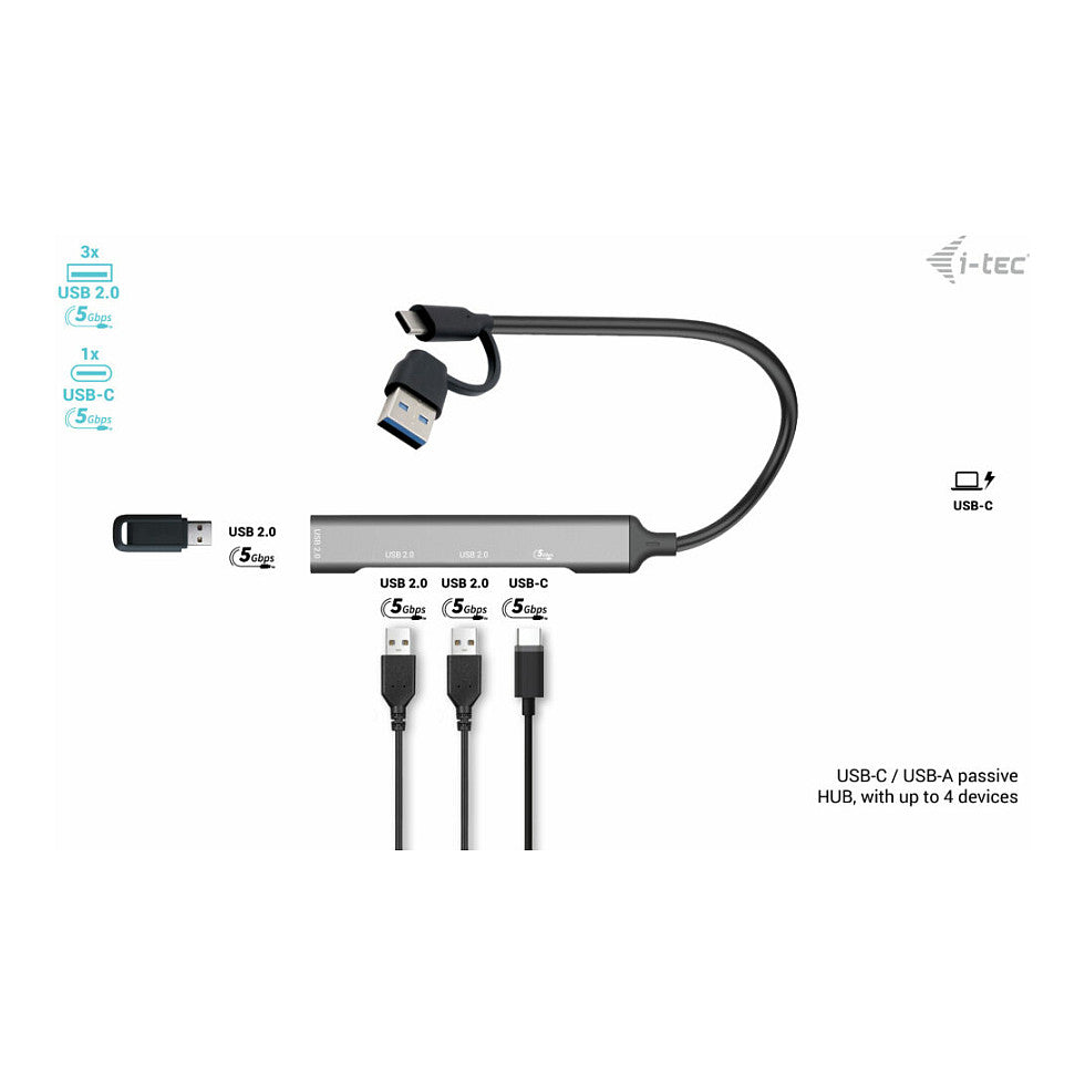 D I-TEC USB-A/USB-C 4 PORT HUB