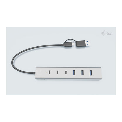 D I-TEC USB-C/USB-A Charging Metal HUB 7 Port 3x USB-C 3.2 Gen. 1 4x USB-A 3.2 Gen. 1