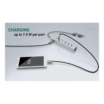 D I-TEC USB-C/USB-A Charging Metal HUB 7 Port 3x USB-C 3.2 Gen. 1 4x USB-A 3.2 Gen. 1
