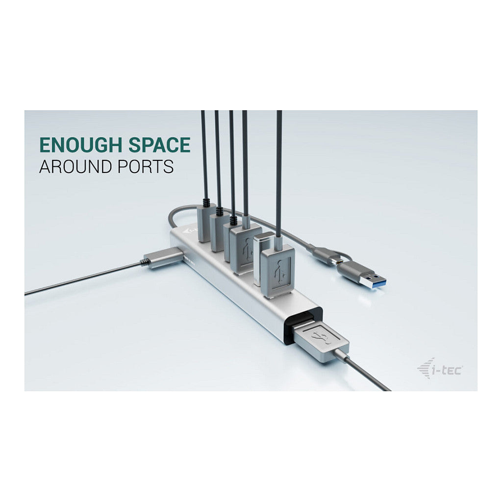 D I-TEC USB-C/USB-A Charging Metal HUB 7 Port 3x USB-C 3.2 Gen. 1 4x USB-A 3.2 Gen. 1