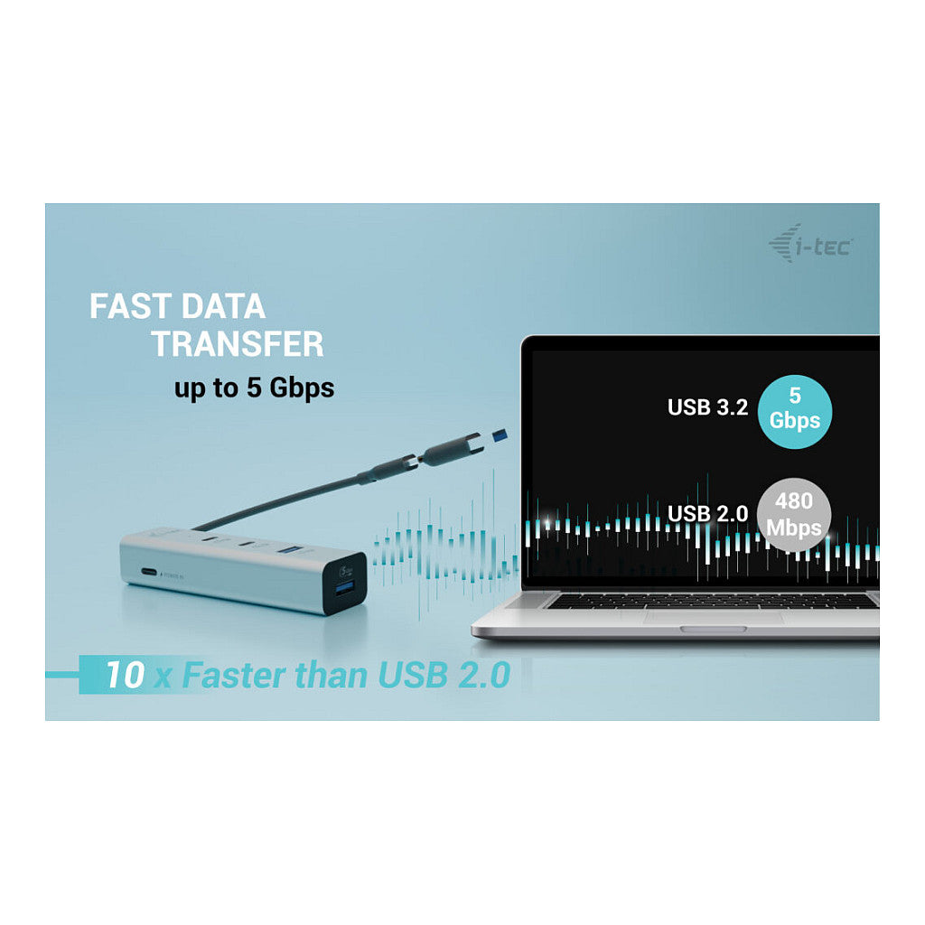 D I-TEC Universal Charging Metal HUB 2x USB-C 3.2 Gen.1 + 2x USB-A 3.2 Gen.1 1x USB-C PD 85W