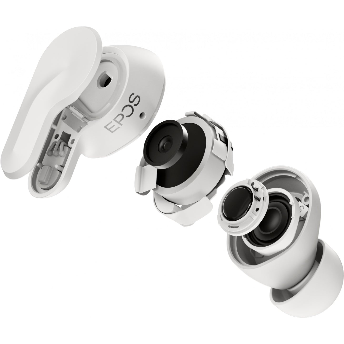 Epos Adapt E1 weiss Bluetooth TWS Earbuds Multi-Connect IPX5 Hybrid ANC Ladecase USB-C Dongle OhrAdapter Teams und iPhone Zertif.