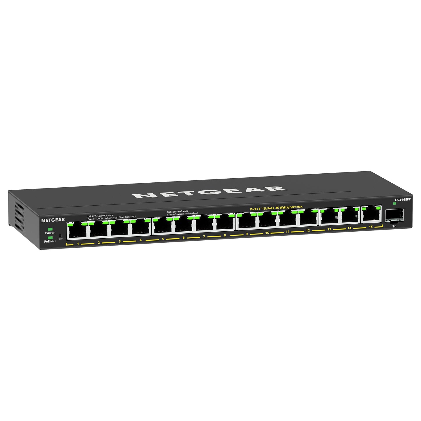 NETGEAR Switch 16x GE GS316EPP-100PES PoE+ Gigabit 231W 1SF