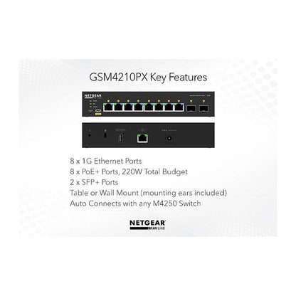 NETGEAR Switch 10x GE GSM4210PD-100EUS (10-AV)POE AV-Line