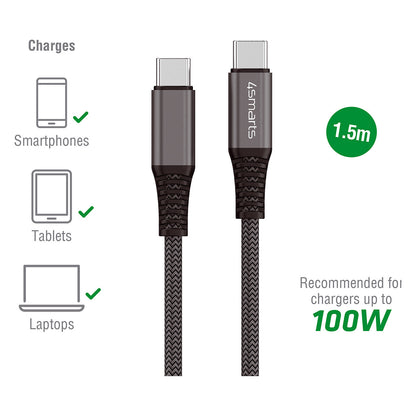 4smarts USB-C auf USB-C Kabel PremiumCord 100W 1.5m. schwarz