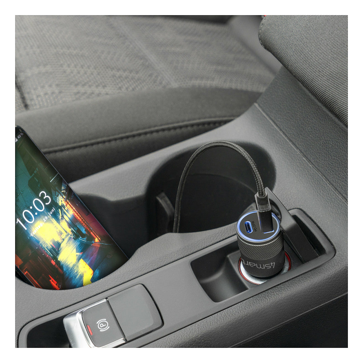 4smarts Kfz-Ladegert Rapid+ mit Quick Charge und PD 27W schw.