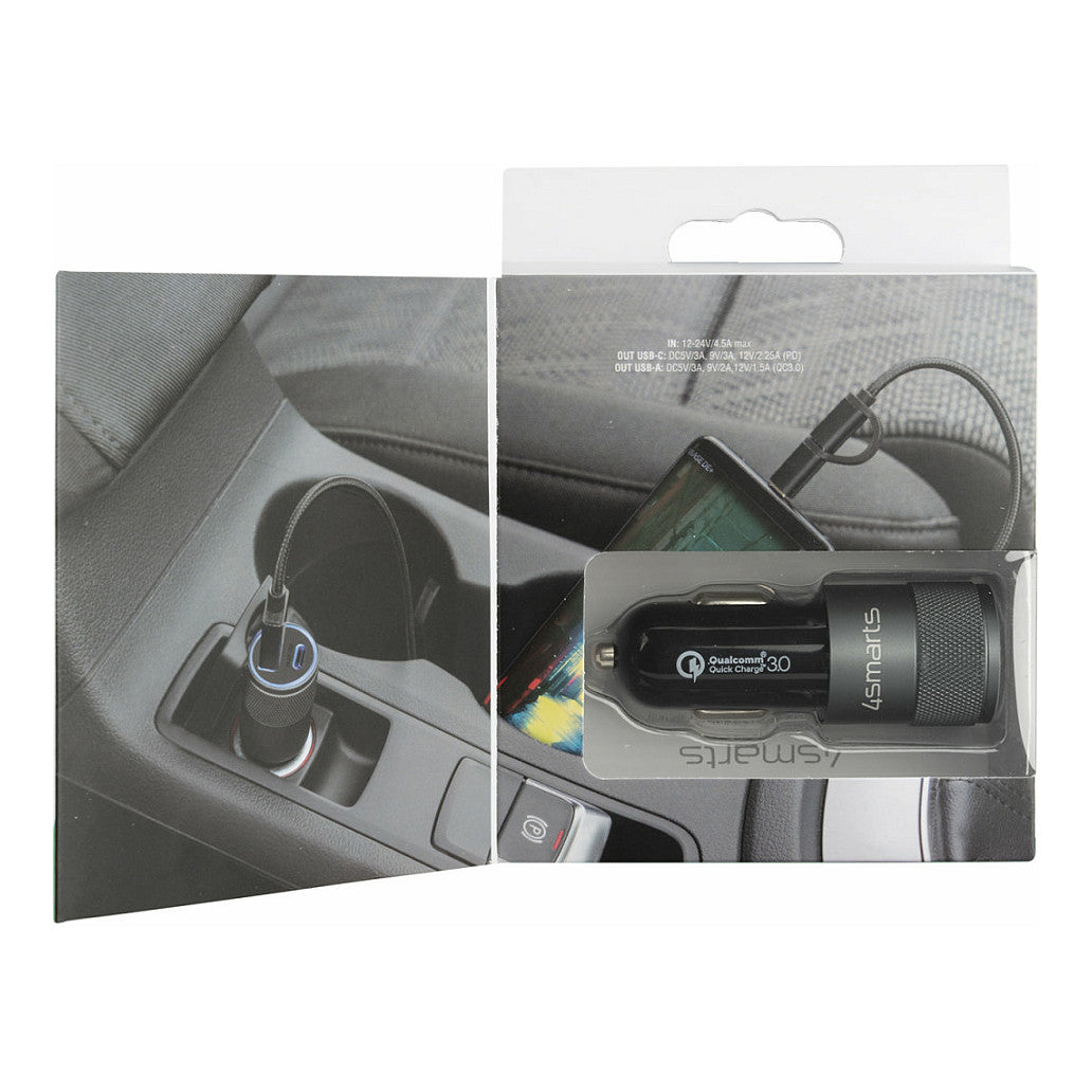 4smarts Kfz-Ladegert Rapid+ mit Quick Charge und PD 27W schw.