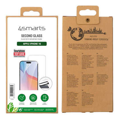 4smarts Second Glass mit Montagerahmen fr iPhone 16