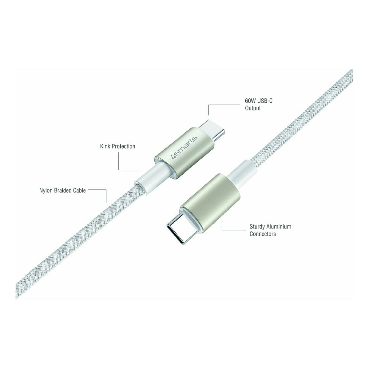 4smarts USB-C auf USB-C Kabel PremiumCord 60W 3erSet wei/silb