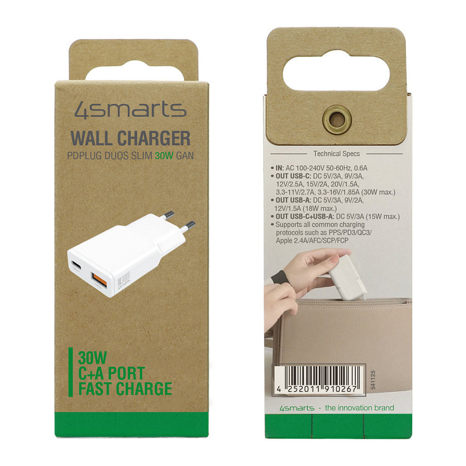 4smarts Netzladegert PDPlug Slim Duos 30W GaN USB-C+USB-A